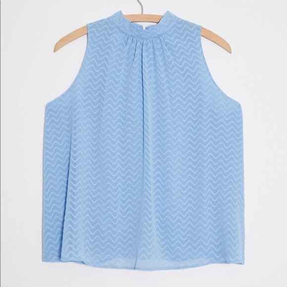 Maeve (Anthropologie) NWT Polyester Keyhole Blue CHARLEY Halter Blouse, Size 1X - Picture 3 of 12